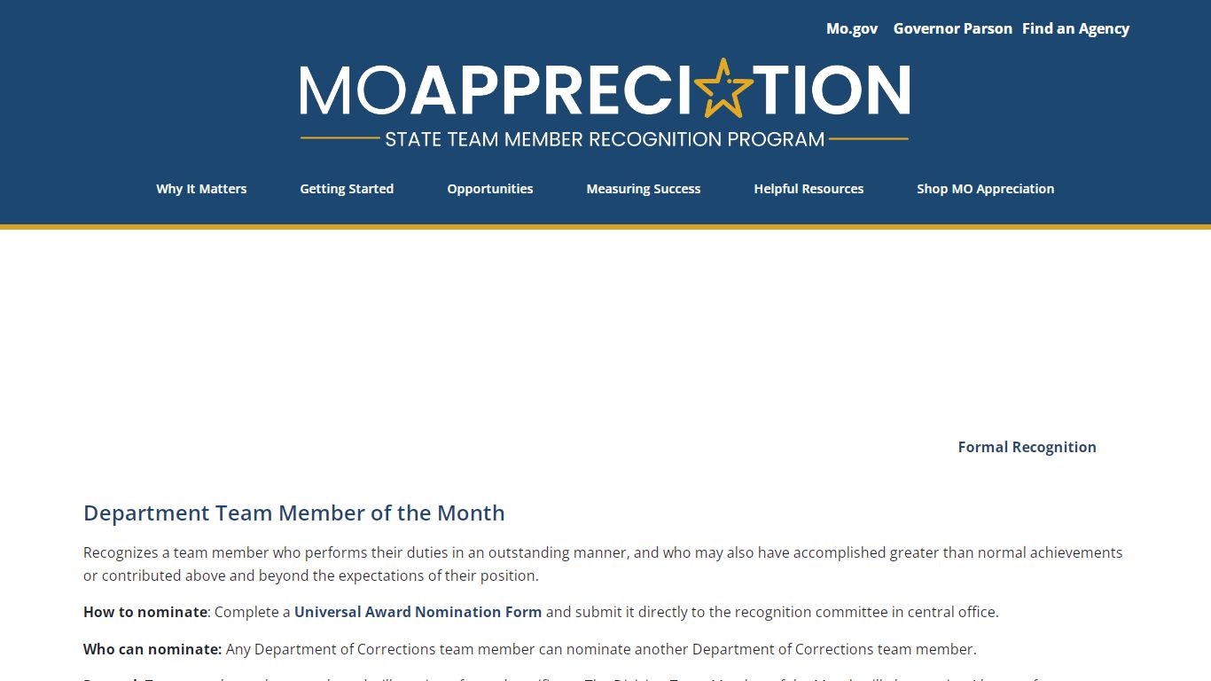 Department of Corrections – MO Appreciation - Missouri